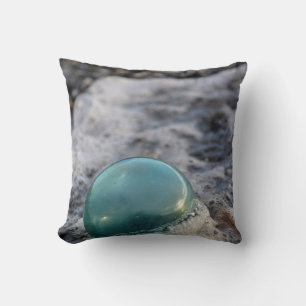 Fishing Float Surrounded By Surf Throw Pillow