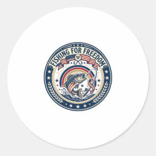 Fishing For Freedom Patriotic Patriotic Hobby Vint Classic Round Sticker