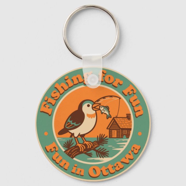 Fishing for Fun in Ottawa Art Keychain (Front)