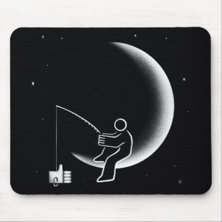 Fishing For Likes Crescent Moon Illustration Mouse Pad