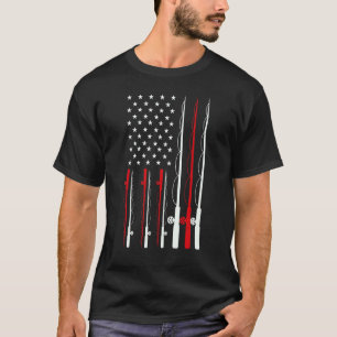 Fishing For Men Distressed Usa Flag Fishing Rods T-Shirt