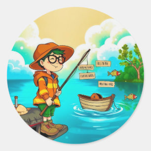 Fishing for Simplicity: A Child's Escape Classic Round Sticker