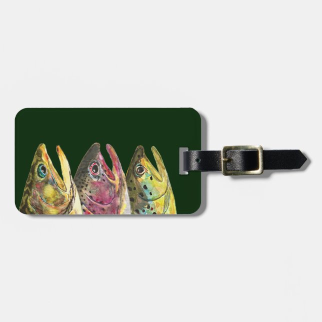 Fishing for Three Fat Trout Luggage Tag (Front Horizontal)