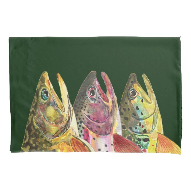 Fishing for Three Fat Trout Pillowcase (Front)