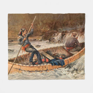 “Fishing for Trout” Western Art by Frank Feller Fleece Blanket