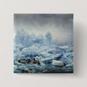 Fishing for Walrus in the Arctic Ocean, 1841 2 Inch Square Button