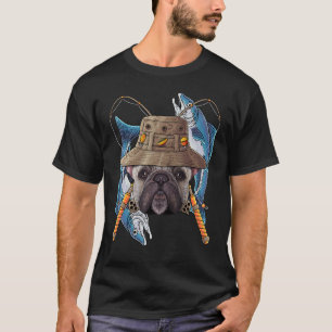 Fishing French Bulldog Outdoor Fisherman Cute Fly T-Shirt