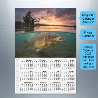 Fishing Fridge Calendar 2026, Carp / Fish