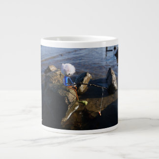 Fishing Fubby on a rock. Large Coffee Mug
