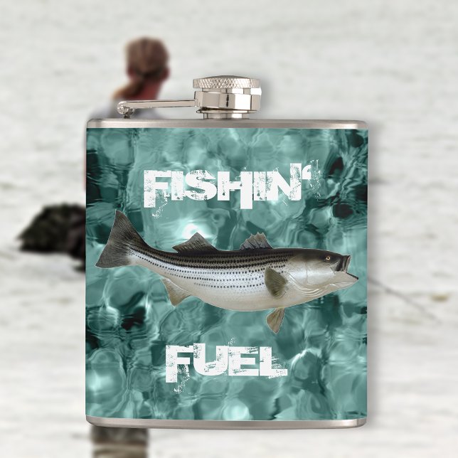 Fishing Fuel Striped Bass Icy Water Hip Flask (Creator Uploaded)