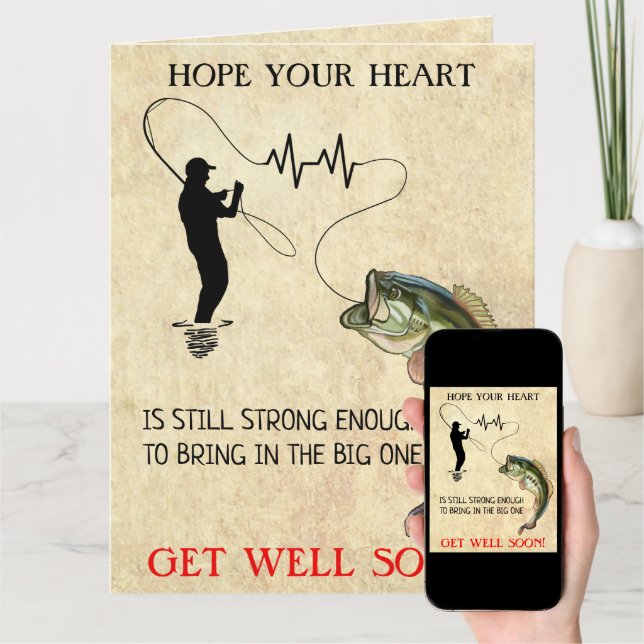 Fishing Funny Heart Attack Get Well Soon Card