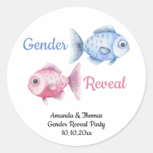 Fishing Gender Reveal Classic Round Sticker