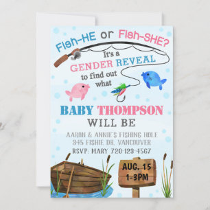 Fishing Gender Reveal Invitation, Fish-HE Fish-SHE Invitation