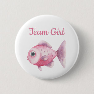 Fishing Gender Reveal - Team Girl 2 Inch Round Button
