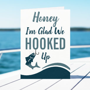 Fishing Glad We Hooked Up Funny Happy Birthday Card
