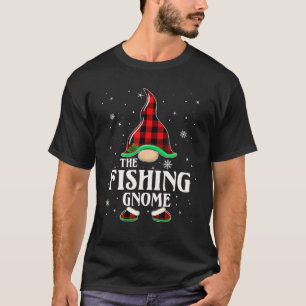 Fishing Gnome Buffalo Plaid Matching Family Christ T-Shirt