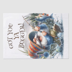 Fishing Gnome Decoupage Personalize Text Tissue Paper