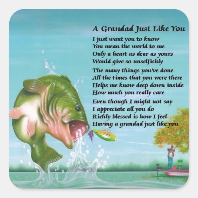 Fishing - Grandad Poem Square Sticker (Front)