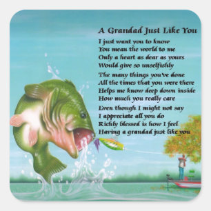 Fishing - Grandad Poem Square Sticker
