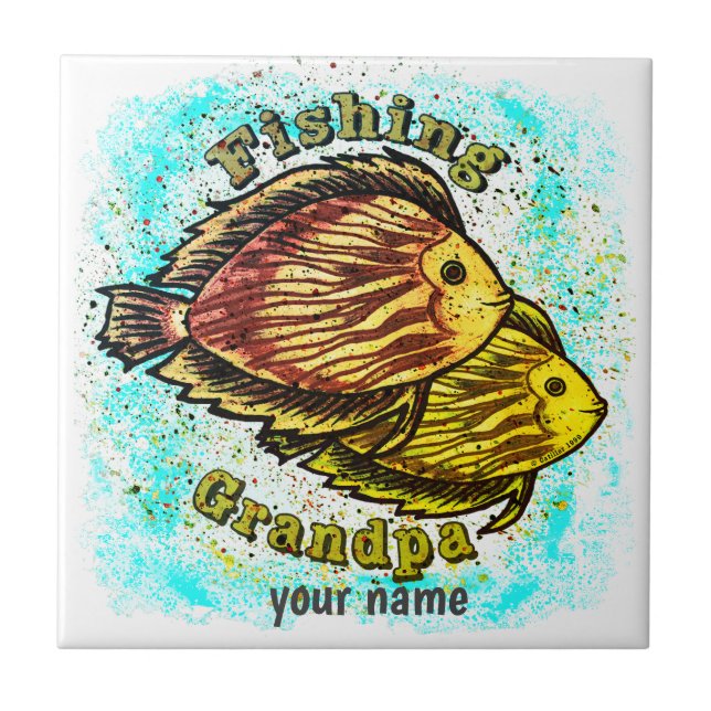 Fishing Grandpa  Tile (Front)