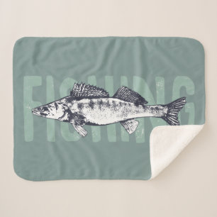 Fishing Graphic Fish for the Fisherman Sherpa Blanket