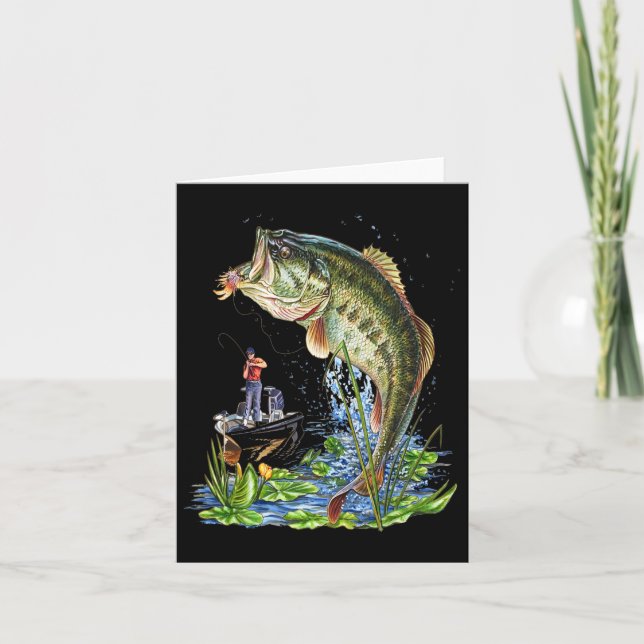 Fishing Graphic Large Mouth B Fish  Card (Front)
