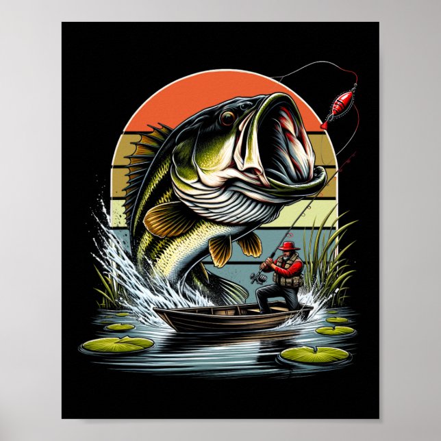 Fishing Graphic Large Mouth B Fish  Poster (Front)
