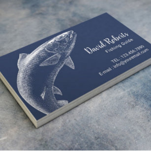 Fishing Guide Professional Fisherman Navy Blue Business Card