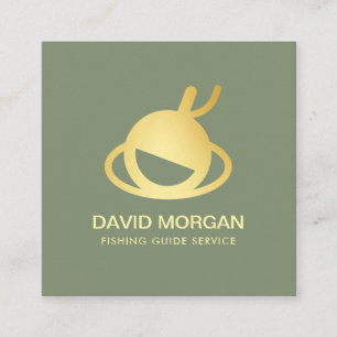 Fishing Guide Service Sage Green And Gold  Square Business Card