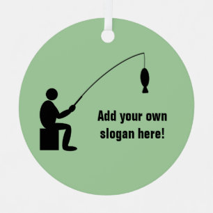 Fishing Guy - Angler with fish on line - any color Metal Ornament