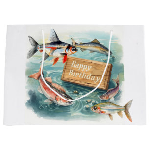 Fishing Happy Birthday Large Gift Bag