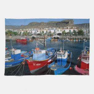 Fishing Harbour, Puerto de Mogan, Gran Canaria, Kitchen Towel