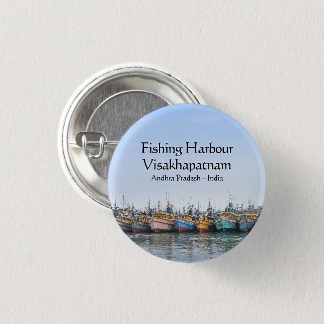 Fishing Harbour Vizag 1 Inch Round Button (Front & Back)