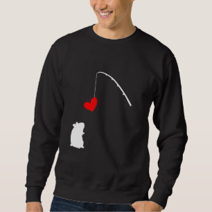 Fishing Heart Hamster Rod With Heart Hamster Anima Sweatshirt