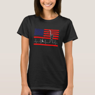 Fishing Heartbeat American Fishing 4th July Patrio T-Shirt