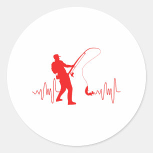Fishing Heartbeat Fisherman Fishing Lovers Fish Classic Round Sticker