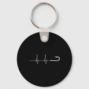 Fishing Hook Heartbeat Keychain