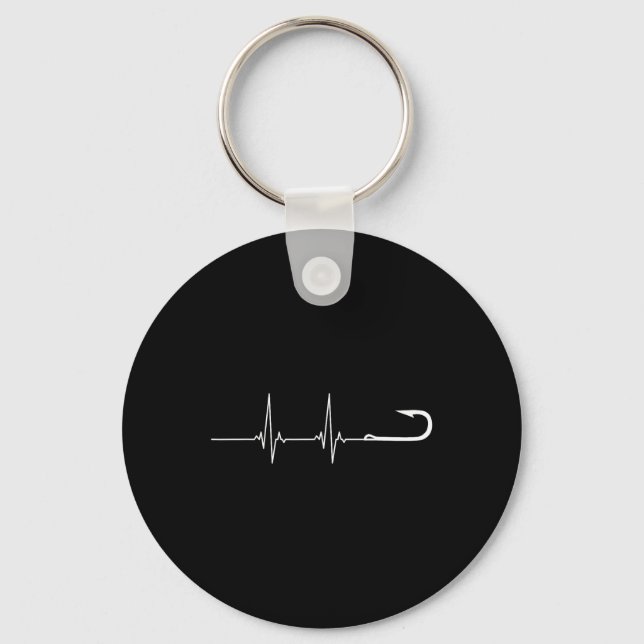 Fishing Hook Heartbeat  Keychain (Front)
