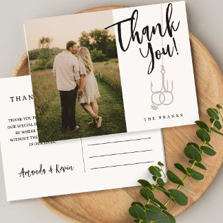 Fishing Hook Picture Postcard Wedding Thank You