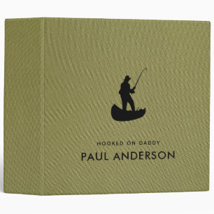 Fishing Hooked On Daddy Green Fabric Father's Day Binder