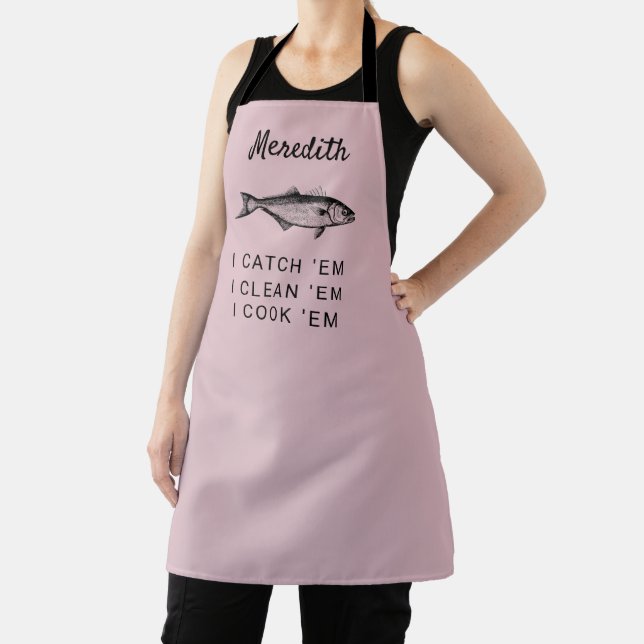 Fishing Humour Personalized Fisherwoman Gift Apron (Insitu)