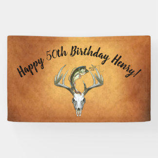 Fishing Hunting 50th Birthday Banner