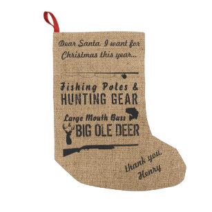 Fishing Hunting Letter to Santa Small Christmas Stocking
