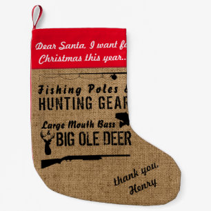 Fishing Hunting Letter to Santa Small Christmas Stocking