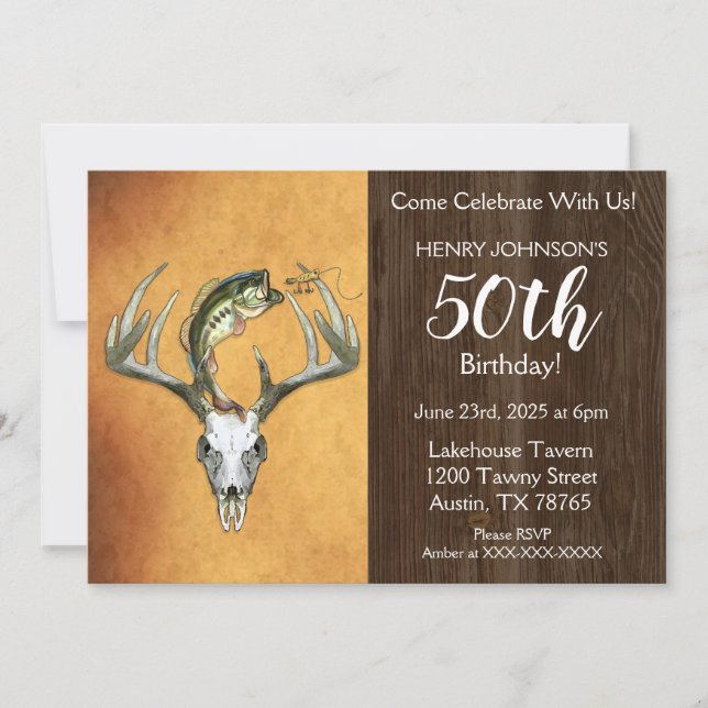 Fishing Hunting Theme 50th Birthday Party Invitation (Front)