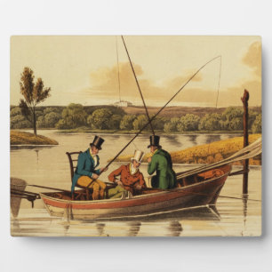 Fishing in a Punt, aquatinted by I. Clark, pub. by Plaque