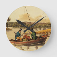 Fishing in a Punt, aquatinted by I. Clark, pub. by