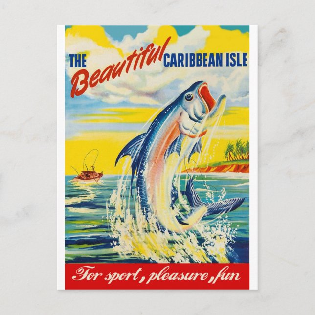 Fishing in Caribbean Isle Postcard (Front)