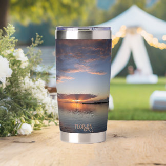 Fishing in Cedar Key Florida Beach Sunset Photo Insulated Tumbler