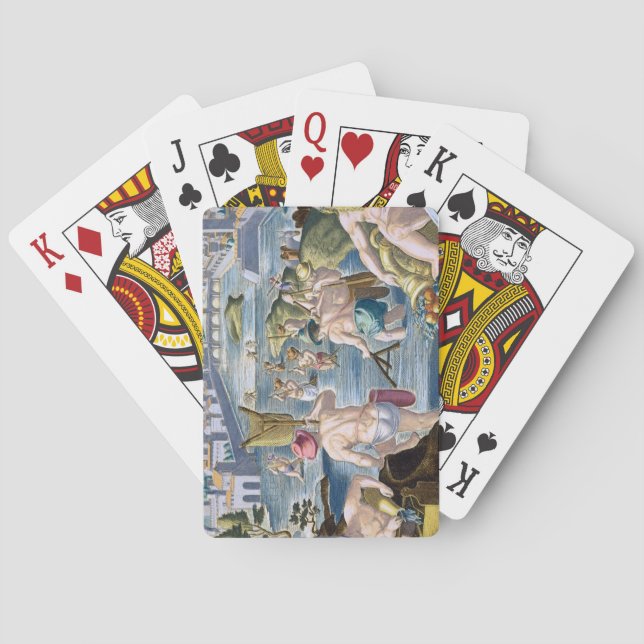 Fishing in Shallow Waters Using Nets, plate 96 fro Playing Cards (Back)